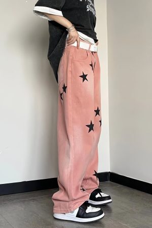 Style Core Aesthetics, New Style Trends - Y2K Star Printed Jeans
