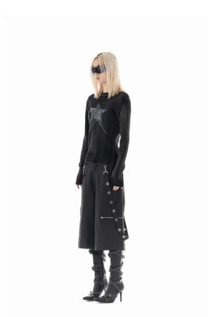Style Core Aesthetics, New Style Trends - Y2K Star Tall Long Sleeve Corduroy Sweater
