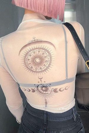 Style Core Aesthetics, New Style Trends - Zodiac Graphic Mesh Top