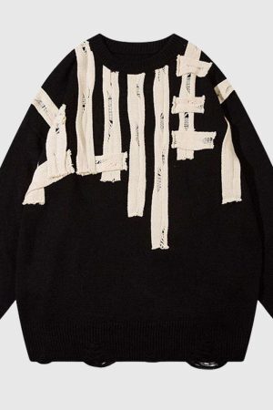 Style Core Aesthetics, New Style Trends Abstract Striped Knit Sweater