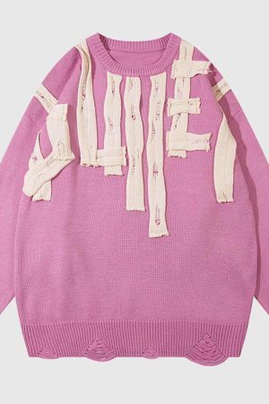 Style Core Aesthetics, New Style Trends Abstract Striped Knit Sweater
