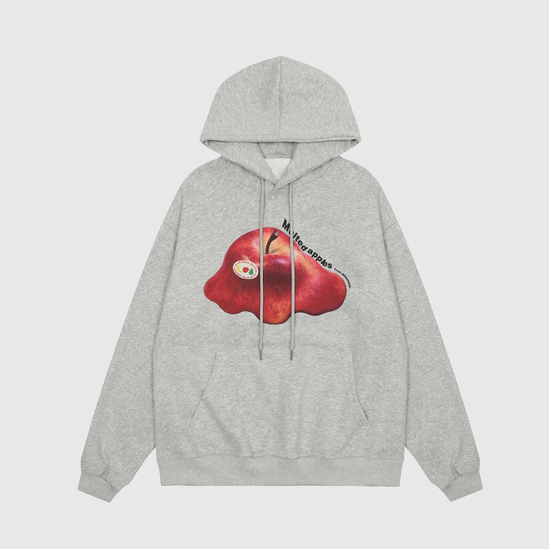 Style Core Aesthetics, New Style Trends Apple Vintage Print Fleece Hoodie