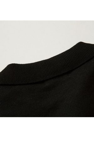 Style Core Aesthetics, New Style Trends Bow Irregular Turndown Collar Knit Crop Top