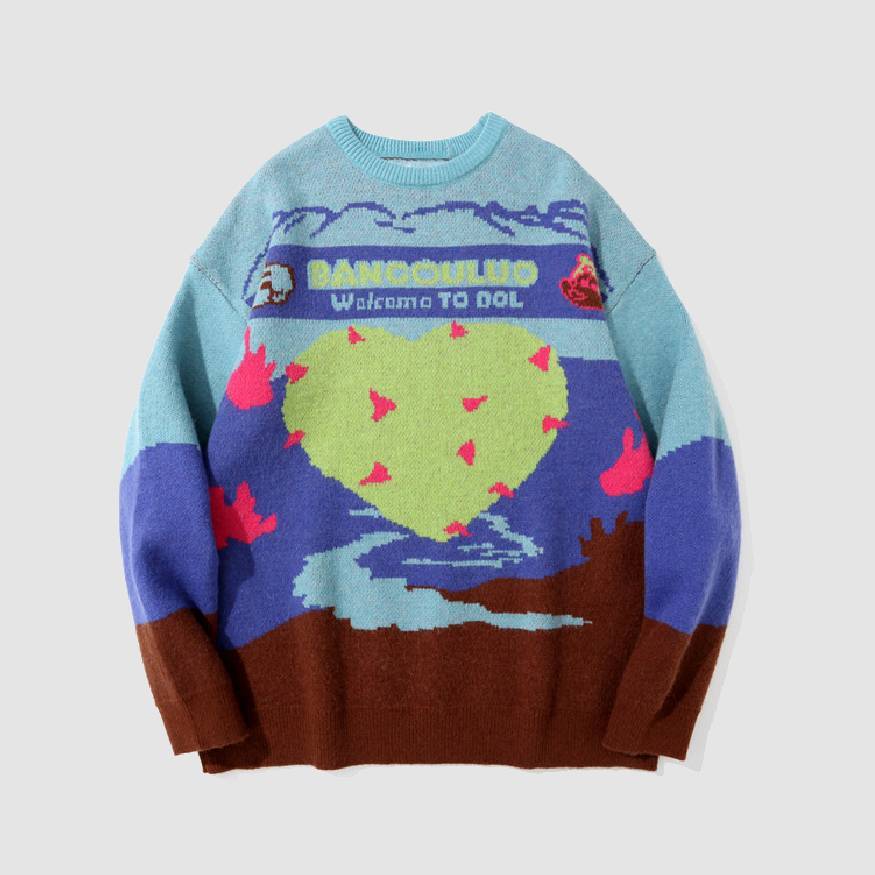 Style Core Aesthetics, New Style Trends Brave Heart Print Sweater