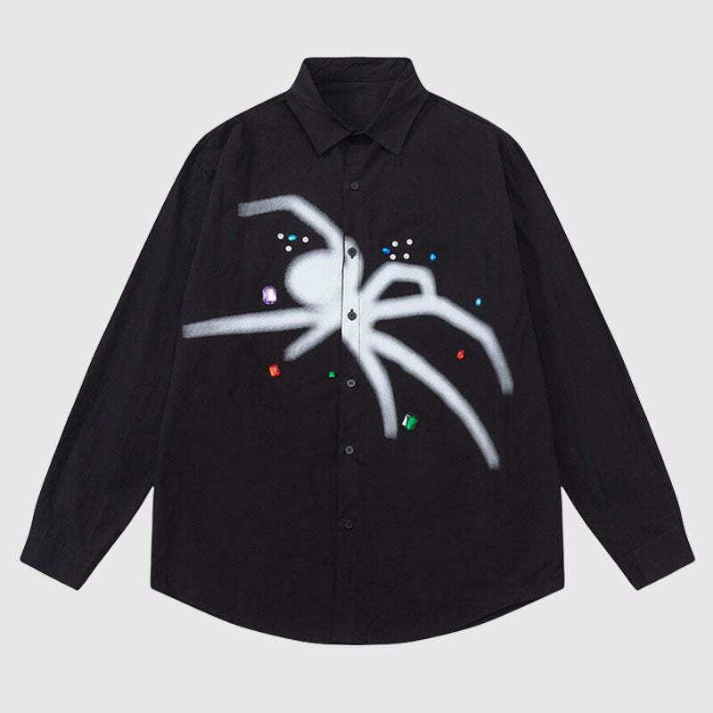 Style Core Aesthetics, New Style Trends Casual Spider Print Shirts