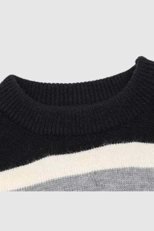 Style Core Aesthetics, New Style Trends Cat Striped Knit Sweater