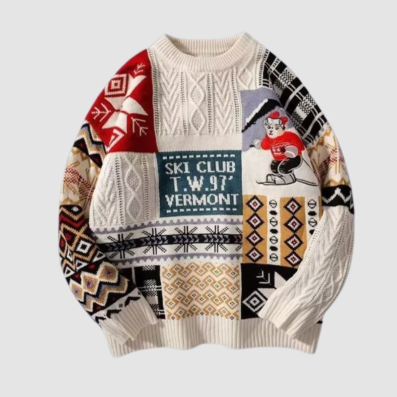 Style Core Aesthetics, New Style Trends Christmas Ski Bear Embroidered Sweater