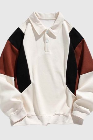Style Core Aesthetics, New Style Trends Color-Block Polo Sweatshirt