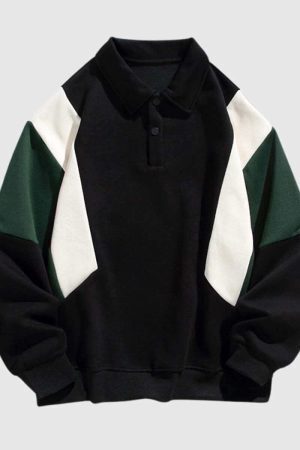 Style Core Aesthetics, New Style Trends Color-Block Polo Sweatshirt