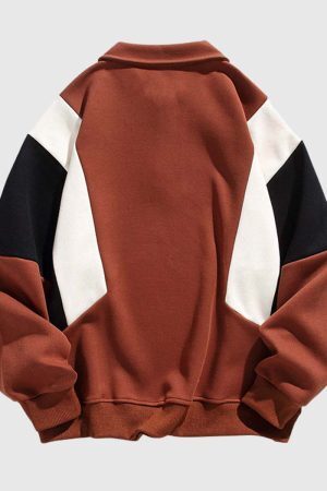 Style Core Aesthetics, New Style Trends Color-Block Polo Sweatshirt