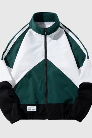Style Core Aesthetics, New Style Trends Color-Blocked Baseball Jacket