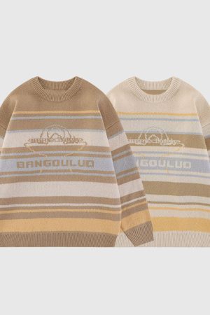 Style Core Aesthetics, New Style Trends Color-blocked Stripe Sweater