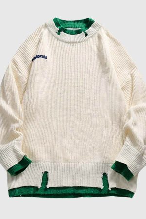 Style Core Aesthetics, New Style Trends Color-Contrast Knit Sweater