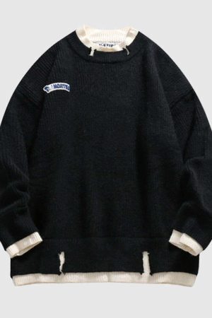 Style Core Aesthetics, New Style Trends Color-Contrast Sweater