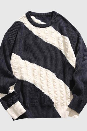 Style Core Aesthetics, New Style Trends Colorblock Cable Knit Sweater