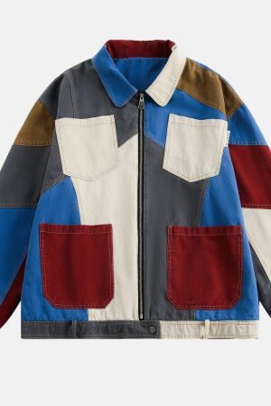 Style Core Aesthetics, New Style Trends Colorblock Patchwork Jacket