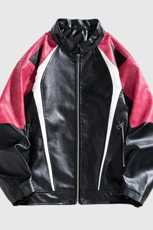Style Core Aesthetics, New Style Trends Colorblock PU Moto Jacket
