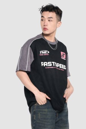 Style Core Aesthetics, New Style Trends Contrast Racing Style Tee