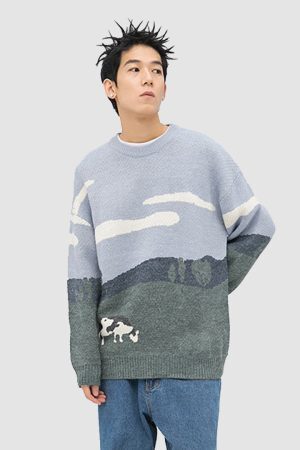 Style Core Aesthetics, New Style Trends Cow Knitted Sweater