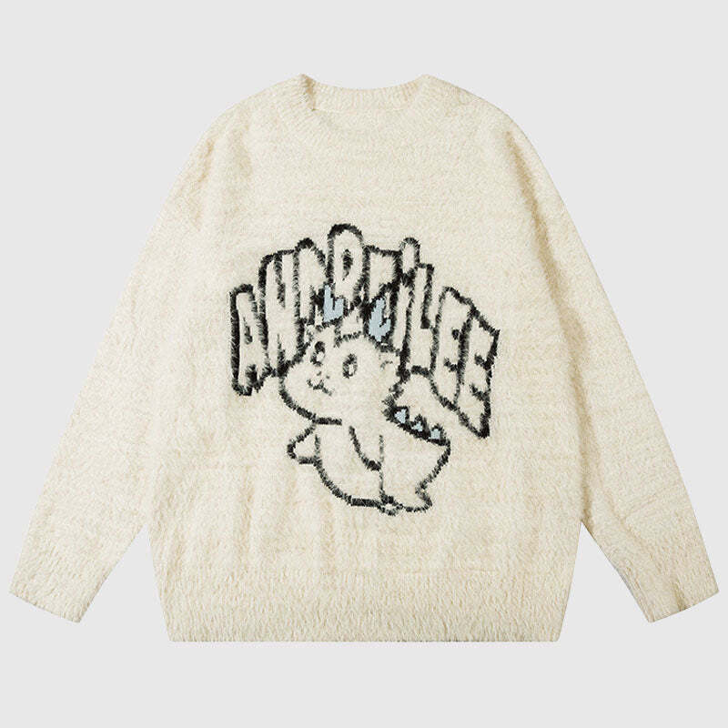 Style Core Aesthetics, New Style Trends Cute Dragon Embroidered Pullover