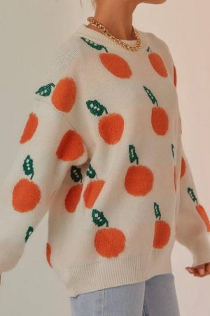 Style Core Aesthetics, New Style Trends Cute Orange Pattern Sweater