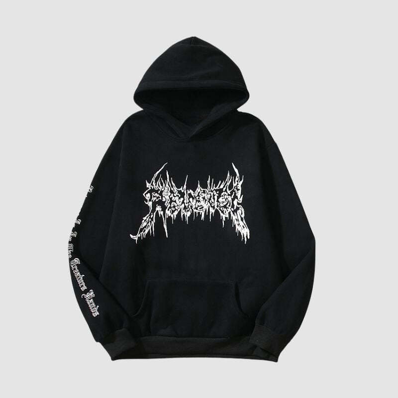 Style Core Aesthetics, New Style Trends Dark Style Skull Line Hoodies