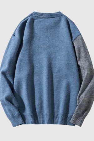 Style Core Aesthetics, New Style Trends Dog Graphic Two-Tone Sweater