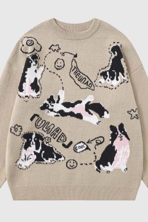 Style Core Aesthetics, New Style Trends Dog Pattern Knit Sweater