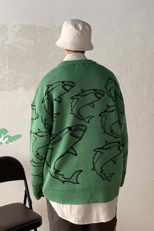 Style Core Aesthetics, New Style Trends Fantasy Shark Knit Sweater