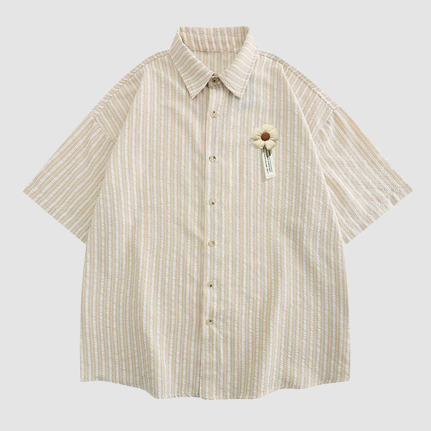 Style Core Aesthetics, New Style Trends Flower Stripe Shirt