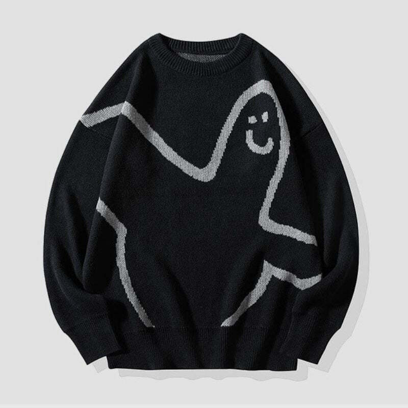 Style Core Aesthetics, New Style Trends Funny Line Pattern Design Pullover