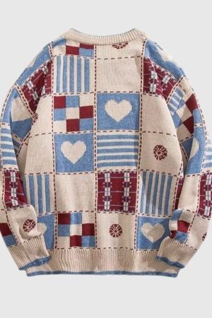 Style Core Aesthetics, New Style Trends Heart embroidered knitted sweater