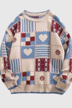 Style Core Aesthetics, New Style Trends Heart embroidered knitted sweater