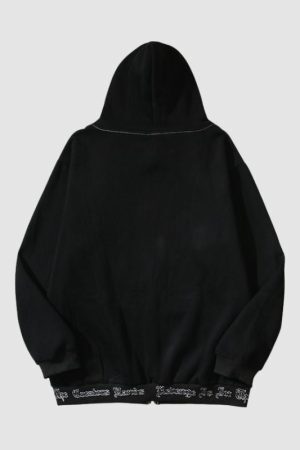 Style Core Aesthetics, New Style Trends Hip-Hop Embroidered Letter Casual Zip Hoodie