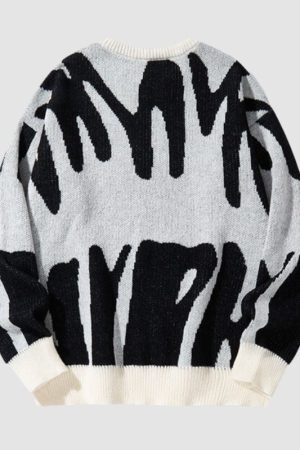 Style Core Aesthetics, New Style Trends Irregular Color Contrast Design Pullover