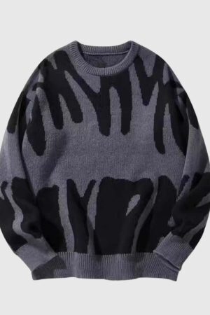 Style Core Aesthetics, New Style Trends Irregular Color Contrast Design Pullover