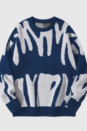 Style Core Aesthetics, New Style Trends Irregular Color Contrast Design Pullover