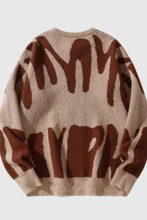 Style Core Aesthetics, New Style Trends Irregular Color Contrast Design Pullover