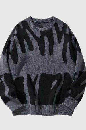 Style Core Aesthetics, New Style Trends Irregular Color Contrast Design Pullover