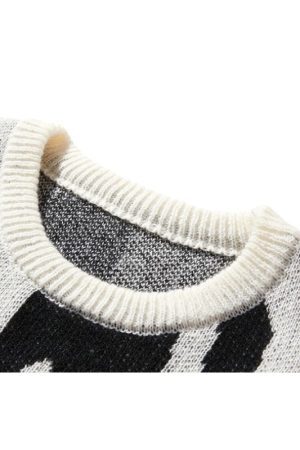 Style Core Aesthetics, New Style Trends Irregular Color Contrast Design Pullover