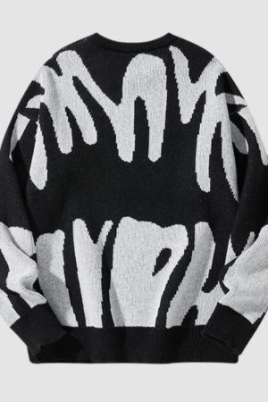 Style Core Aesthetics, New Style Trends Irregular Color Contrast Design Pullover