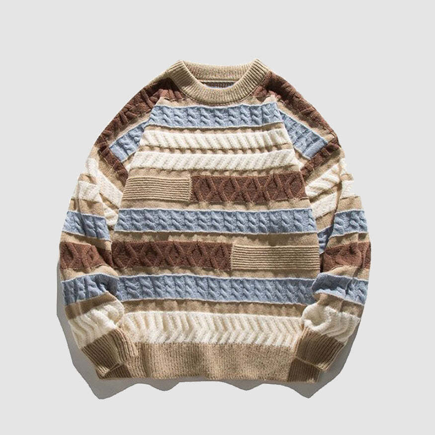 Style Core Aesthetics, New Style Trends Japanese Contrast Stitched Sweater