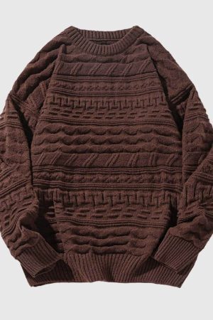 Style Core Aesthetics, New Style Trends Japanese Retro Textured Knit Sweater
