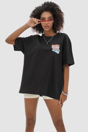 Style Core Aesthetics, New Style Trends Label Print Contrast Tee