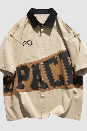 Style Core Aesthetics, New Style Trends Letter Patchwork Shirts