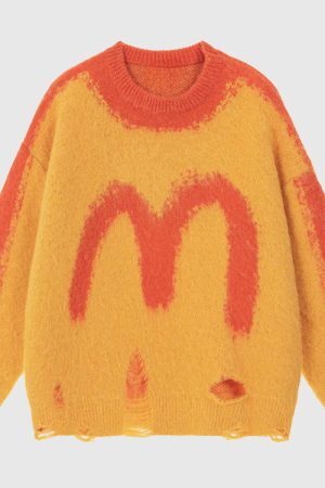 Style Core Aesthetics, New Style Trends Letter Print Knit Sweater