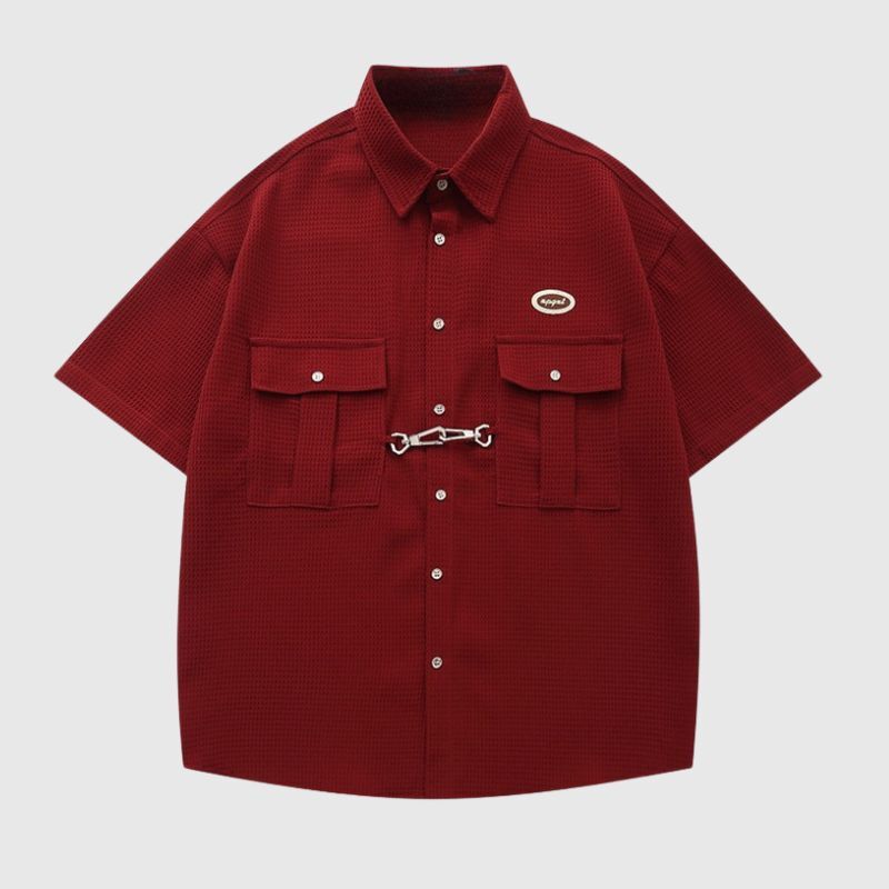 Style Core Aesthetics, New Style Trends Metal Button Waffle Shirts