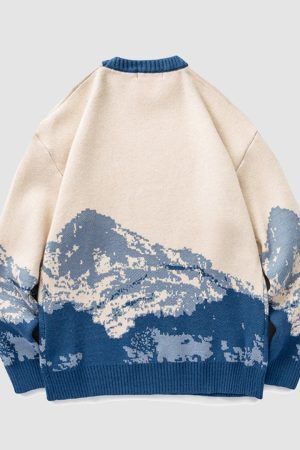 Style Core Aesthetics, New Style Trends Mountain Pattern Knitted Sweater