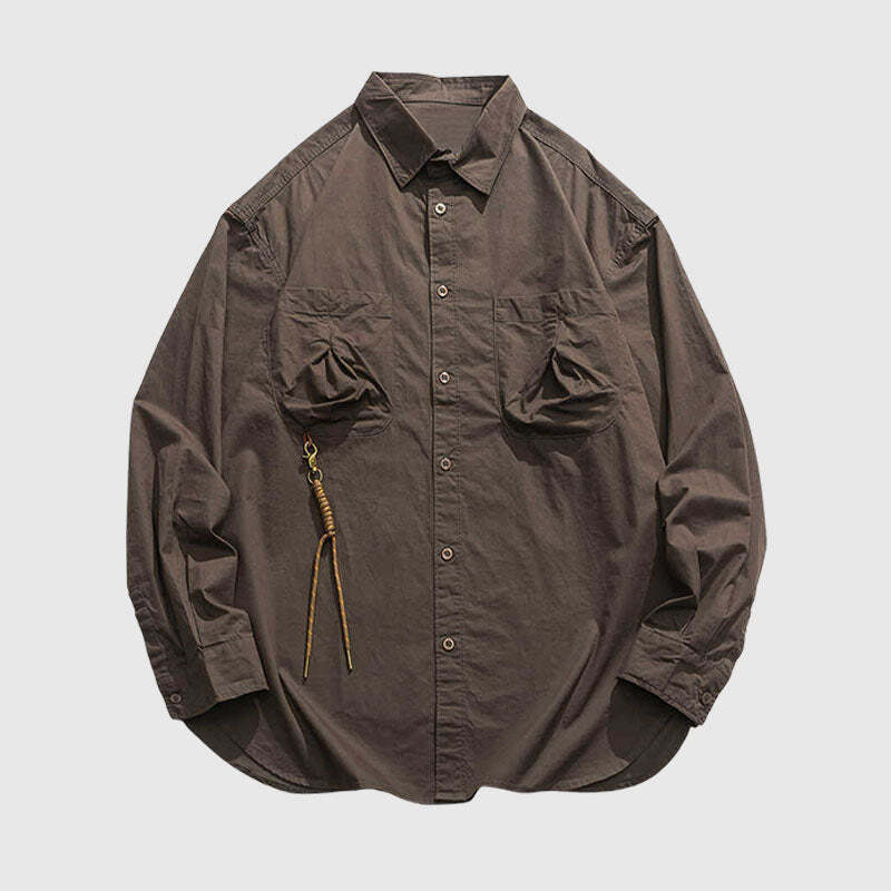 Style Core Aesthetics, New Style Trends Multi-Pockets Solid Shirts