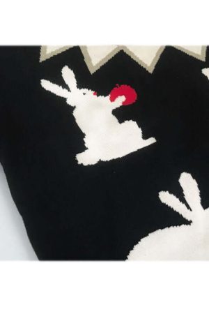 Style Core Aesthetics, New Style Trends Mushroom & Rabbit Pattern Sweater